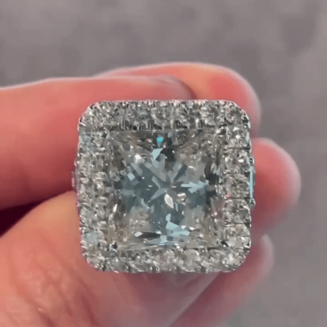 Breathtaking 6ct Princess Cut White Sapphire Women's Engagement Ring in Silver-JEWELBUYS