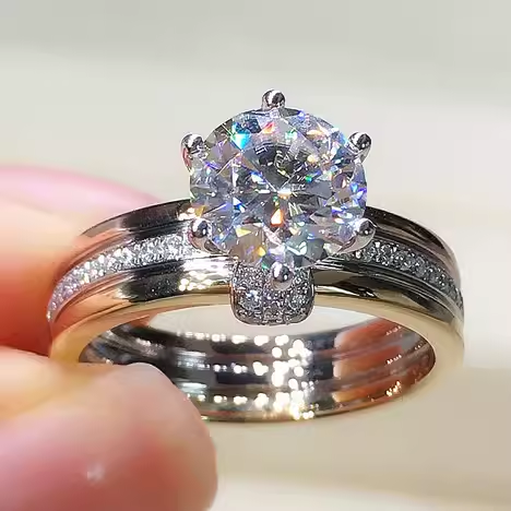 4.0ct Art Deco Gold and Silver Bicolour Round Cut Engagement Ring -JEWELBUYS