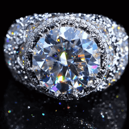 4ct Classic Crown-style Round Cut White Sapphire Engagement Ring in Silver-JEWELBUYS