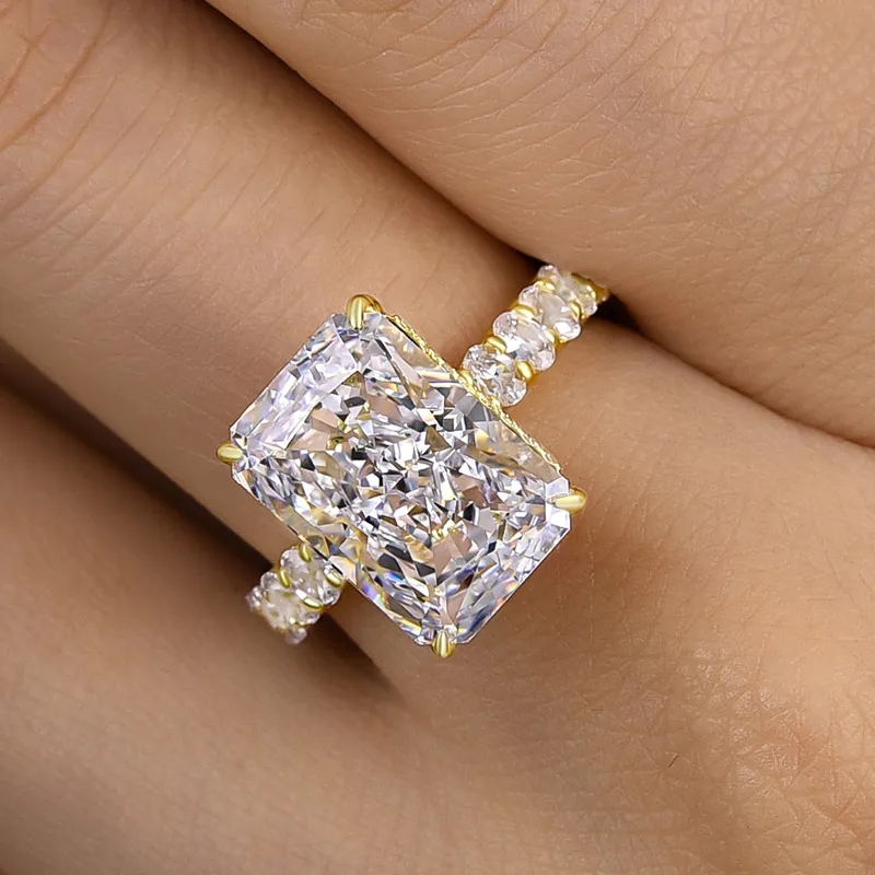 Luxury 7ct Radiant Cut White Sapphire Engagement Ring-JEWELBUYS