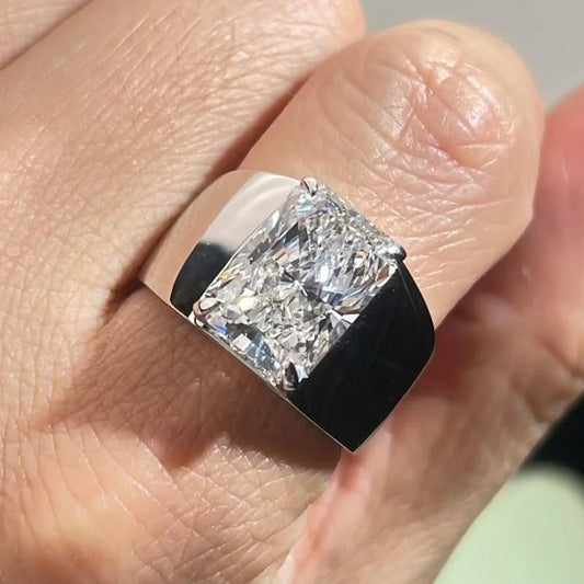 5.0Ct Radiant Cut Large Single White Sapphire Engagement Ring-JEWELBUYS