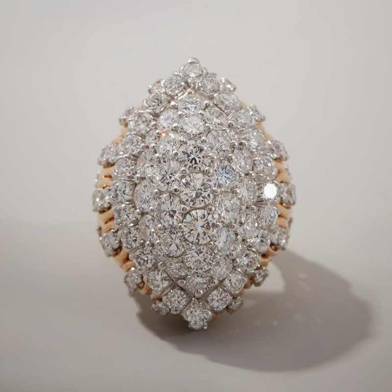 5.0Ctw Micro Pavé Round Cut Marquise Halo Ring-JEWELBUYS