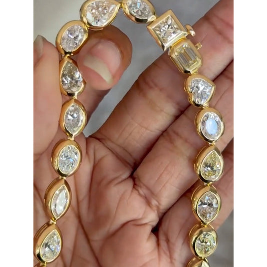 38.78Ctw Multi-cut bezel-set sapphire necklace-JEWELBUYS