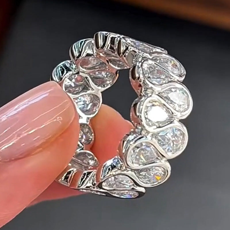 3.0ctw Classic Pear Cut White Sapphire Band - JEWELBUYS