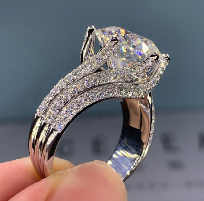 5ct Round Cut Triple Row Line Ring -JEWELBUYS