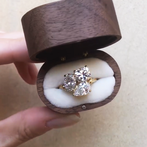 Simple 10 ctw Pear&Oval&Cushion Cut White Sapphire Three Stone Ring - JEWELBUYS