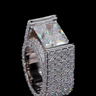 9.0ctw East-West Engagement Ring with Radiant Cut Stones -JEWELBUYS