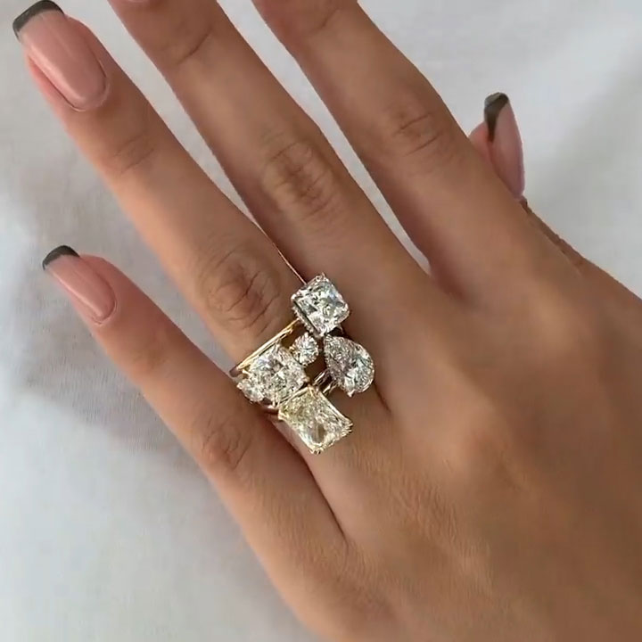 15.83ctw Combination Multi-Cut Sapphire Ring - JEWELBUYS