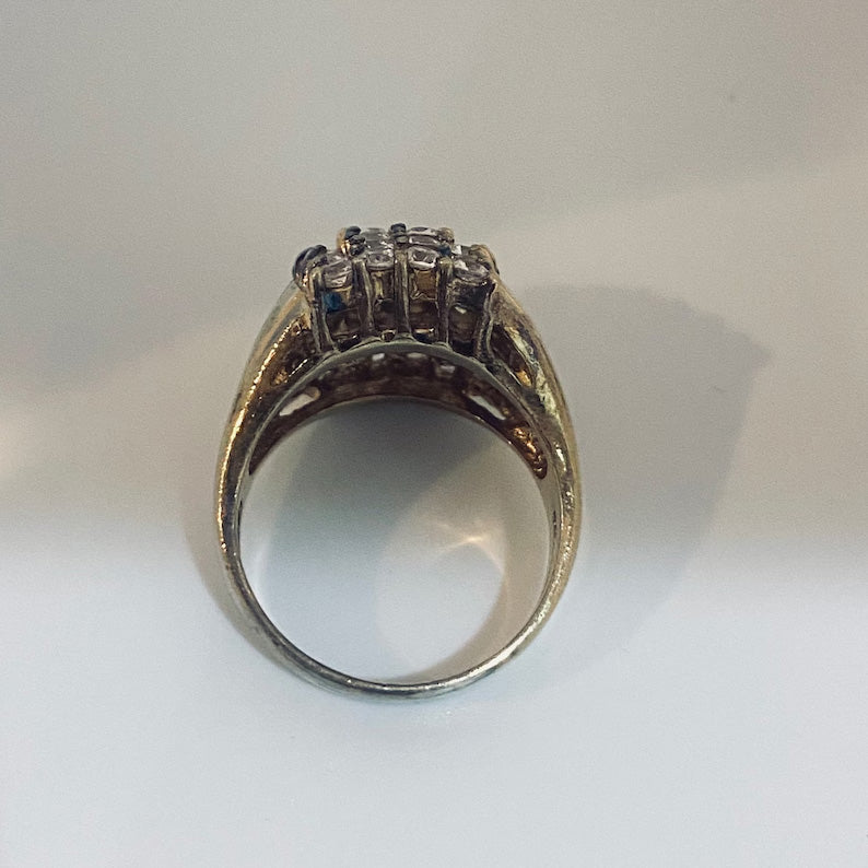 1.6ctw Vintage Style Round Cut White Sapphire Cluster Ring - JEWELBUYS