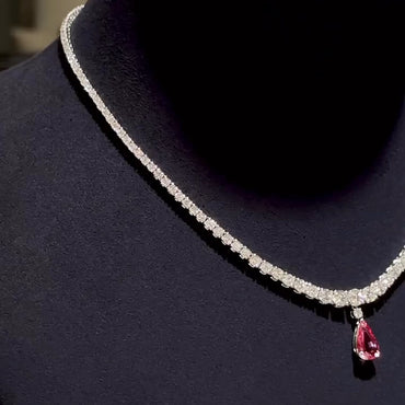 20.0ct Pink Pear Cut Sapphire Detachable Pendant Necklace-JEWELBUYS