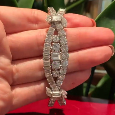 21Ctw Multi-Cut White Sapphire Vintage Bracelet-JEWELBUYS