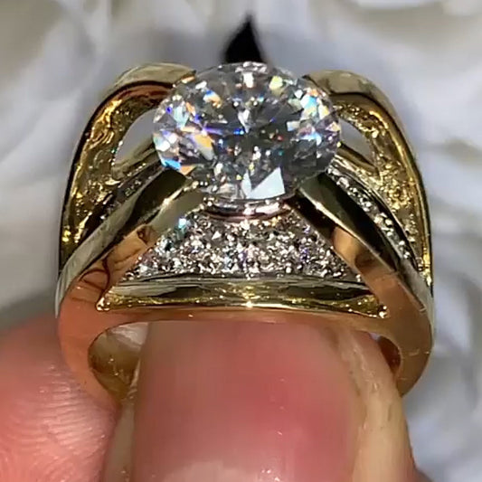 3.0Ct Round Cut Center Sapphire Elevated Setting Ring-JEWELBUYS