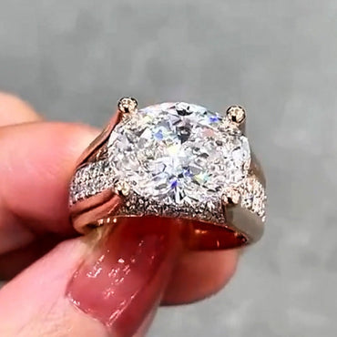 7.8ctw oval high mounted rose gold gemstone engagement ring -JEWELBUYS