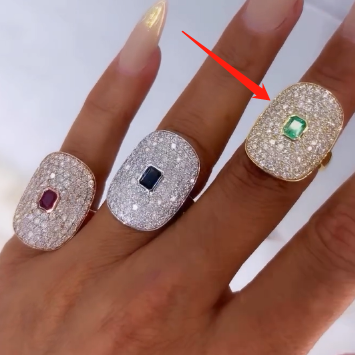 Stylish 3 ctw Octagonal Cut Ruby & Sapphire & Emerald Ring -JEWELBUYS