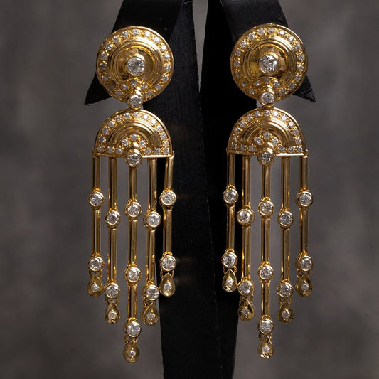 1.0Ctw Vintage Round Sapphire Tassel Earrings-JEWELBUYS