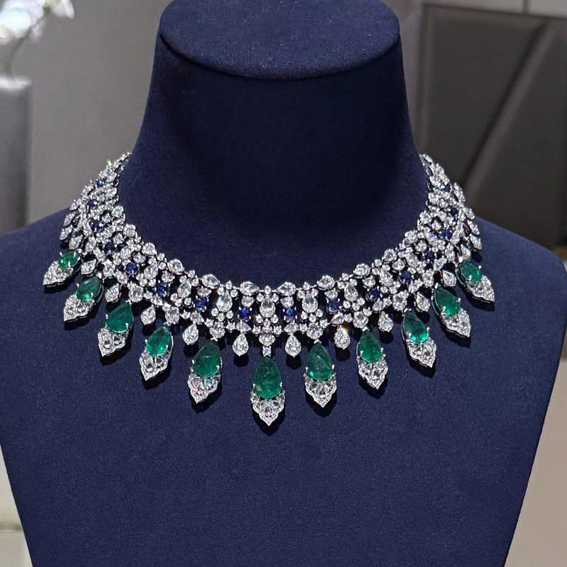 130Ctw Multicolor Sapphire Peacock Necklace-JEWELBUYS
