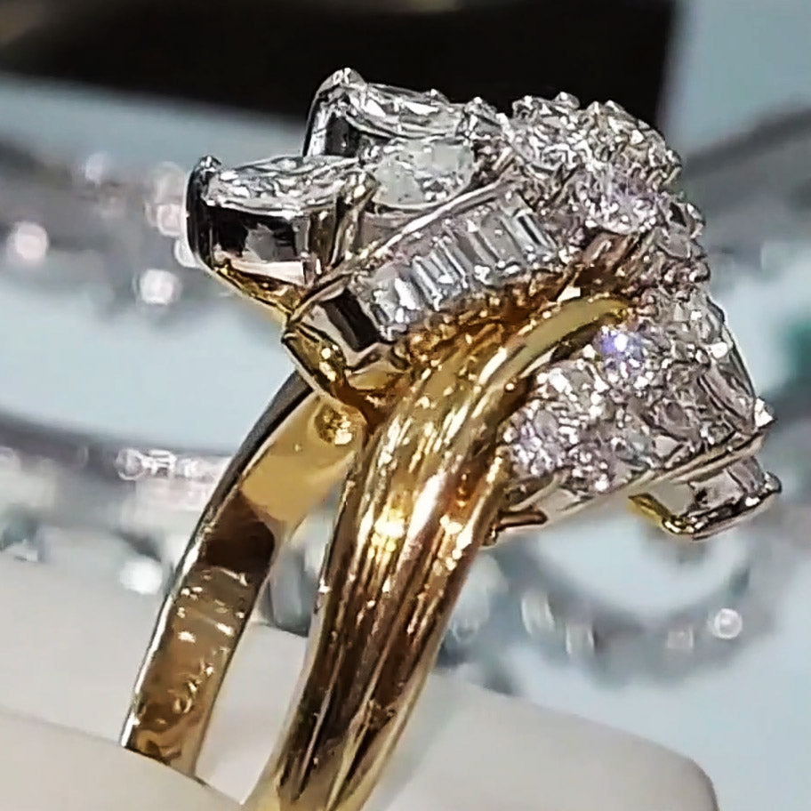 1.5ctw Multi-Cut White Sapphire Cluster Art Ring-JEWELBUYS