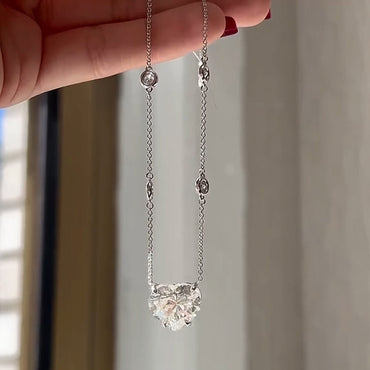 5Ct Heart Cut White Sapphire Women's Necklace-JEWELBUYS
