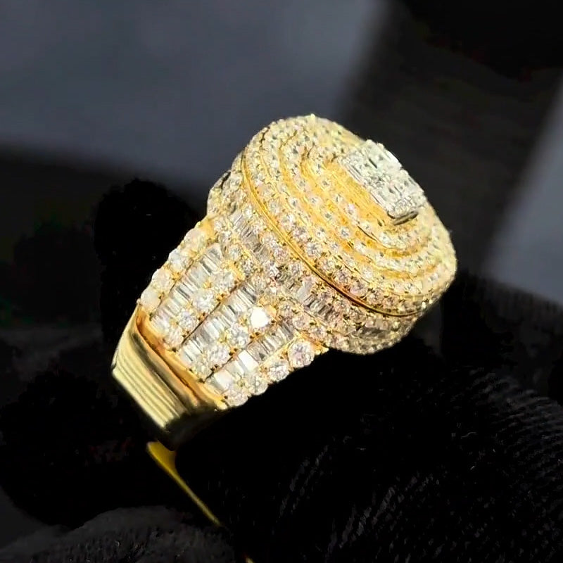 5.57ctw Full Ice Baguette and Round Sapphire Ring-JEWELBUYS