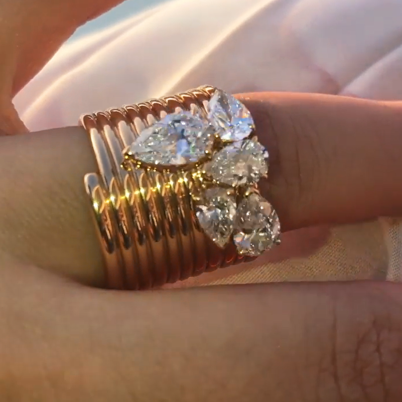 10 ctw Pear Cut White Sapphire Ring -JEWELBUYS