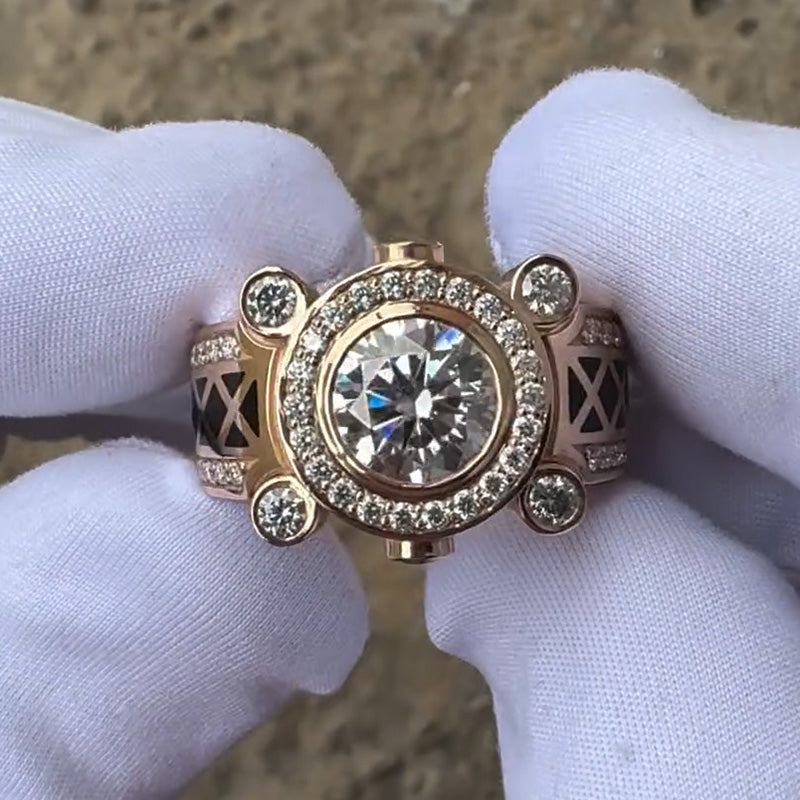 6.0ctw Round Cut Wide Shank Chunky Gemstone Ring -JEWELBUYS