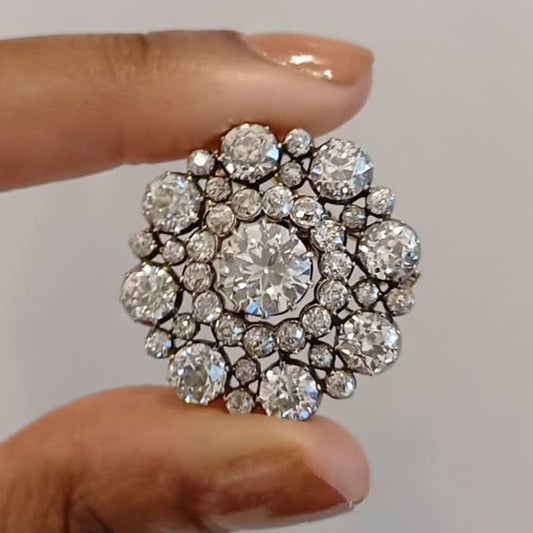 12Ctw Vintage Cut Bullseye Sapphire Brooch-JEWELBUYS