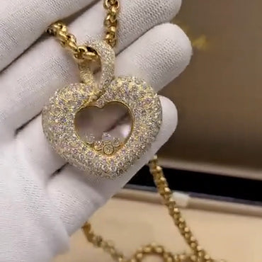 2.35Ctw Scattered Transparent Sapphire Heart Pendant Necklace-JEWELBUYS