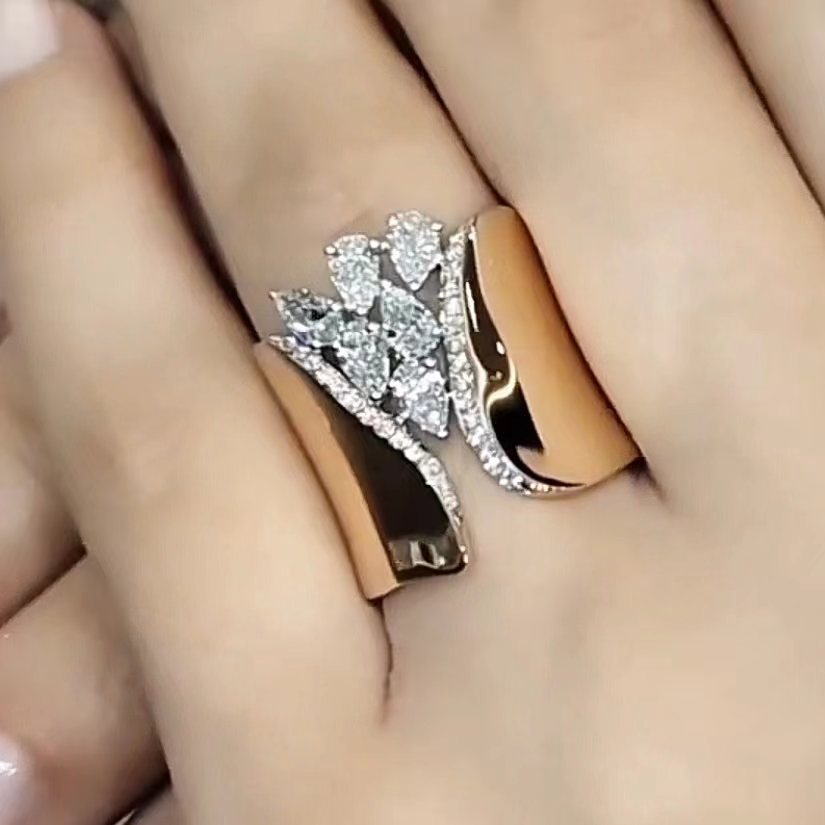 1.0ctw Pear Cut White Sapphire Fashion Sexy Gemstone Ring-JEWELBUYS