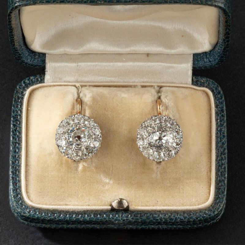 Vintage 4.5ctw Cushion Cut White Sapphire Drop Earrings-JEWELBUYS