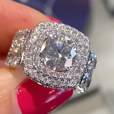 7.6ctw Round Cut Luxury Set Sapphire Engagement Ring-JEWELBUYS