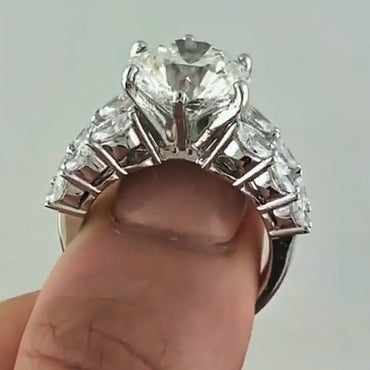 Classic 4ctw Round & Oval Cut White Sapphire Women's Engagement Ring in Silver-JEWELBUYS