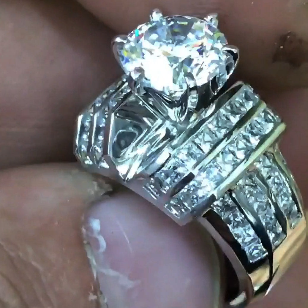 6.0ctw Round Cut White Sapphire Brilliant Engagement Ring-JEWELBUYS