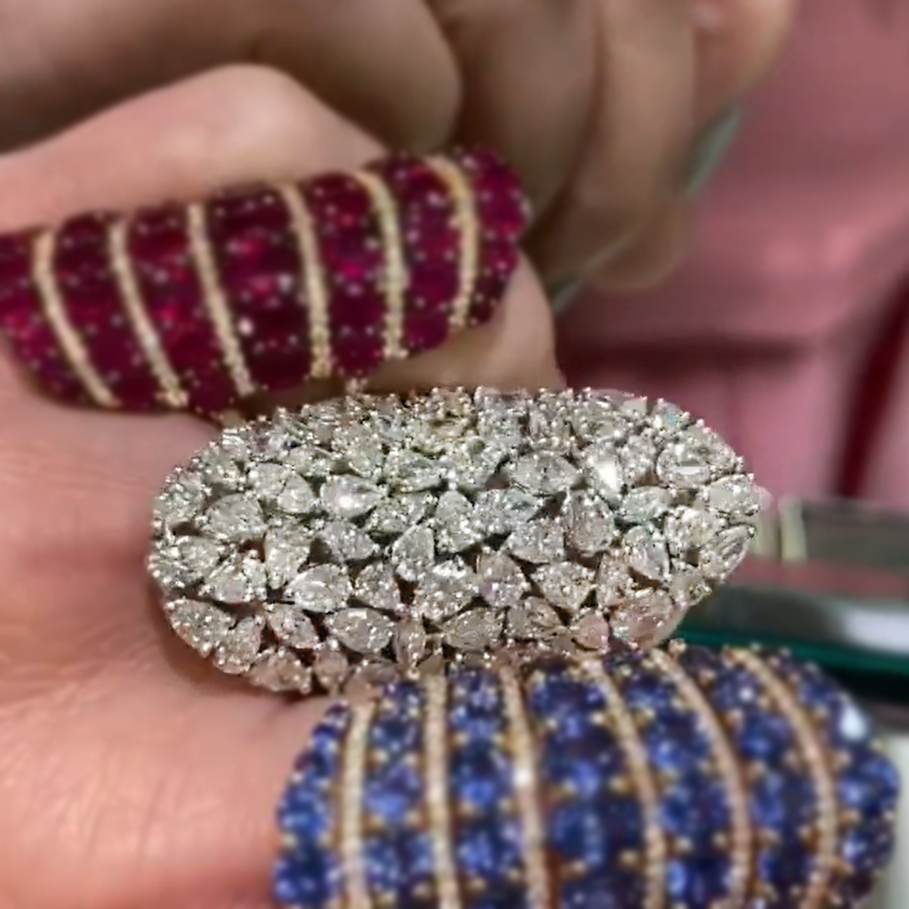 5 ctw Multi-Cut White Sapphire Shield Style Cluster Ring -JEWELBUYS