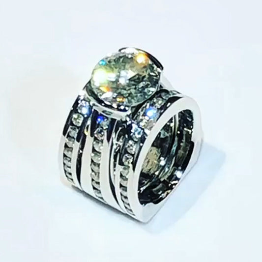 7.0ctw Round Cut White Sapphire Channel Ring-JEWELBUYS
