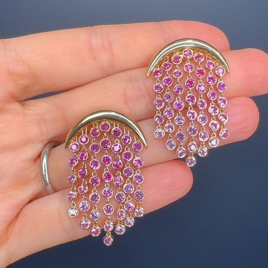 3.0Ctw Romantic pink morganite tassel earrings-JEWELBUYS