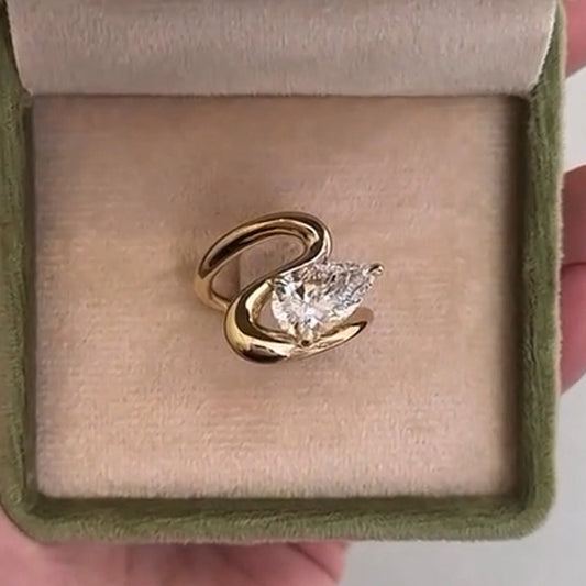 3.0Ct Pear-Shaped White Sapphire Meandering Elegance Engagement Ring-JEWELBUYS