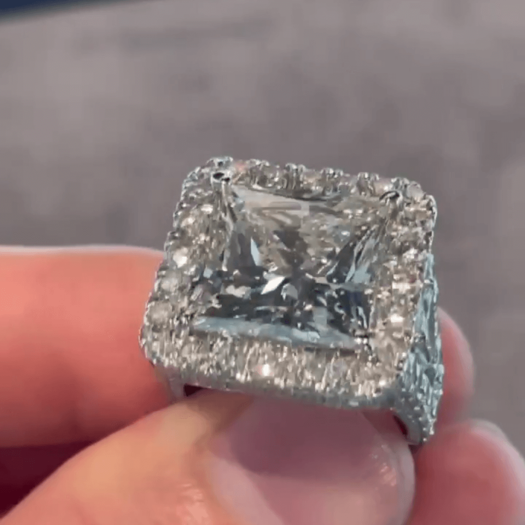 Breathtaking 6ct Princess Cut White Sapphire Women's Engagement Ring in Silver-JEWELBUYS