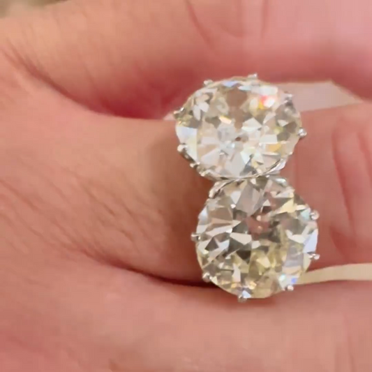 8ct Two old European Cut White Sapphires Women's Engagement Ring in Silver-JEWELBUYS