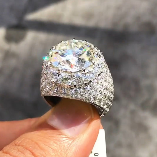 9.86ctw Classic Round Cut Fully Inlaid Men's Sapphire Luxury Ring-JEWELBUYS