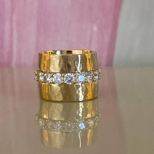 3.0Ctw Wide Gold Sapphire Eternity Ring-JEWELBUYS