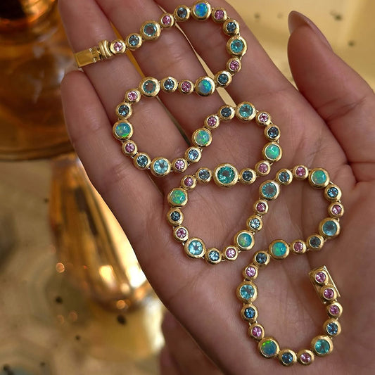 Bubble Series Mermaid Colorful Sapphire Tennis Necklace-JEWELBUYS