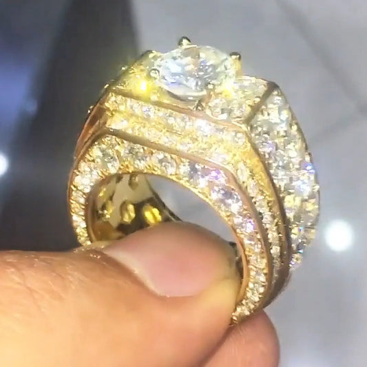 6ctw Round Cut White Sapphire Cigar Men's Ring-JEWELBUYS