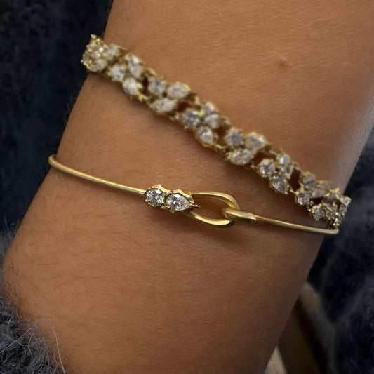 0.1ctw Pear & Round Cut Modern Simple Style Bracelet- JEWELBUYS