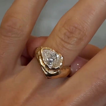 3.84Ct Pear Cut Fine White Sapphire Ring-JEWELBUYS