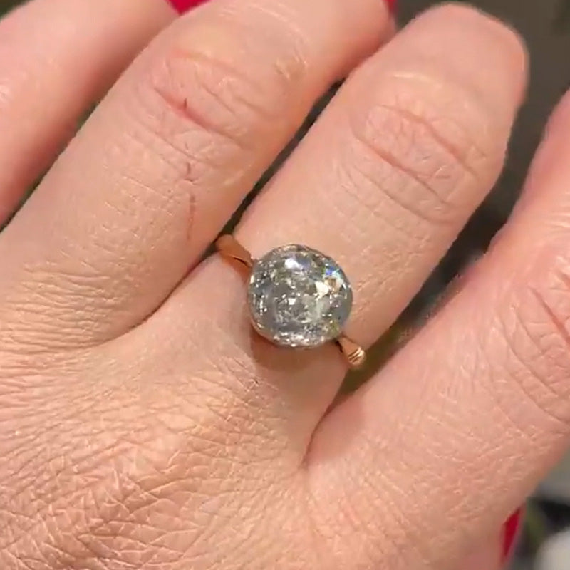 4.0Ct Victorian Rose Cut Antique Solitaire Ring-JEWELBUYS
