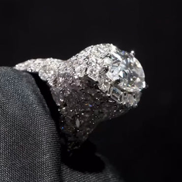 9.8ctw Pear-cut White Sapphire Pave Set Engagement Ring-JEWELBUYS