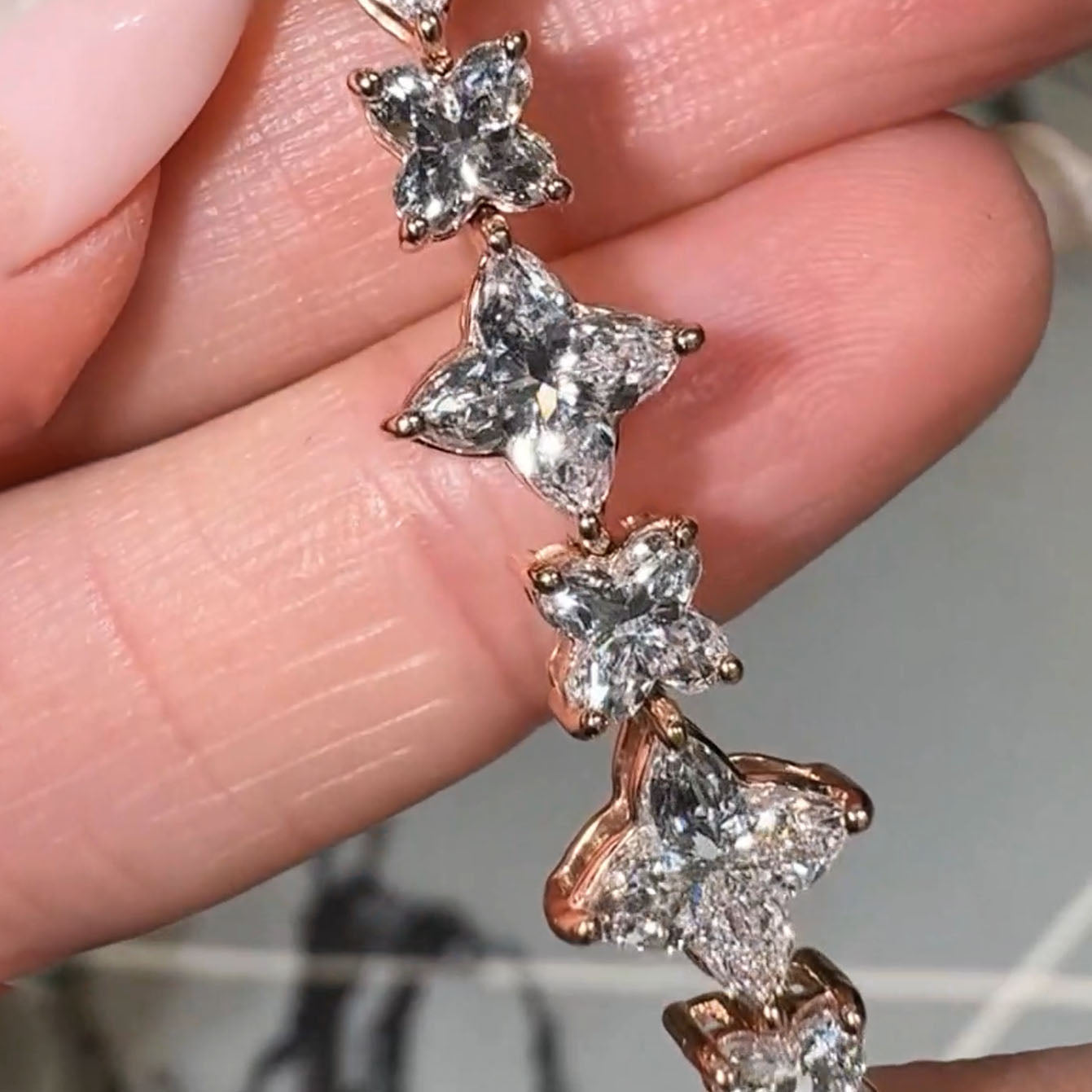 25ct Marquise Cut White Gemstone Rose Gold Bracelet - JEWELBUYS