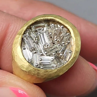 Unique 1ct Baguette Cut White Sapphire Cocktail Ring Women's Engagement Ring in Gold-JEWELBUYS