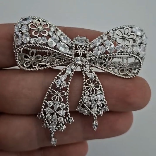 Exquisite bow-shaped openwork sapphire hair accessory-JEWELBUYS
