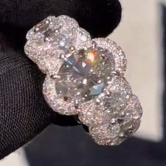 8.0Ctw Oval Cut White Sapphire Hip Hop Men's Ring-JEWELBUYS